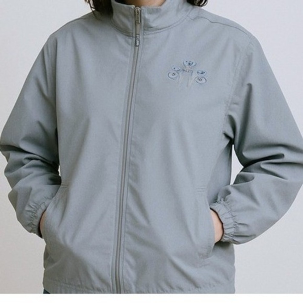 Vintage Women's Full Zip Jacket Embroidered Windbreaker Large Grannycore 90s